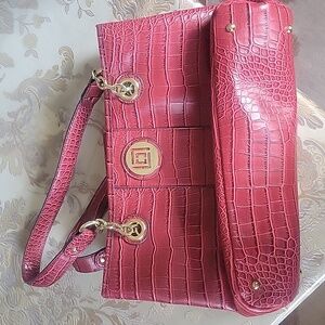 Liz Claiborne Red Crocodile-Embossed Shoulder Bag
